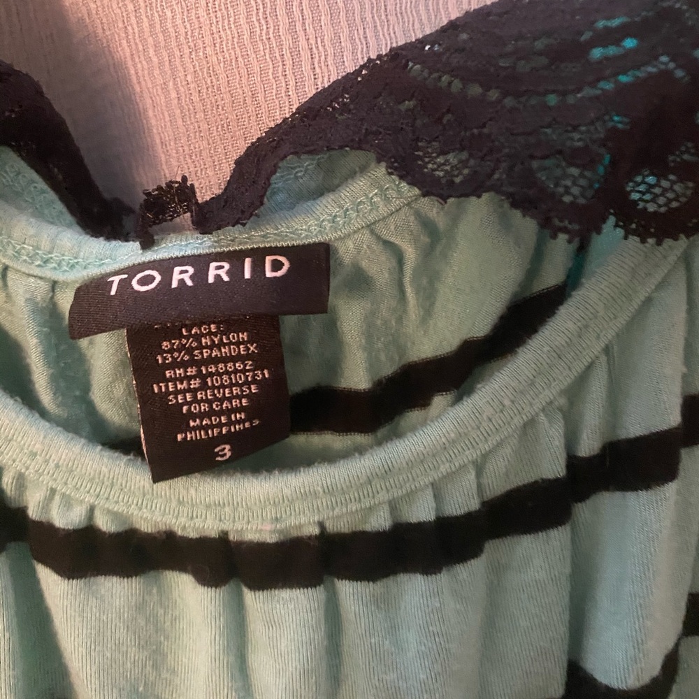 Torrid teal, black, and lace tank